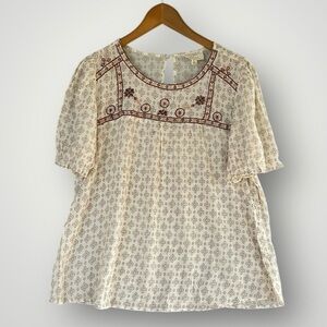 🎉5 for $45🎉 flower & Feather top blouse shirt size 1X